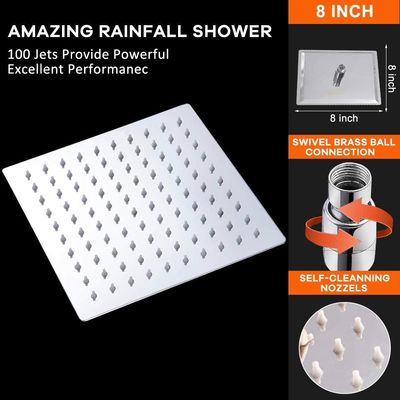 8 pollici della pioggia di testa di doccia, teste di doccia quadrate fissate al muro di 0.8mm